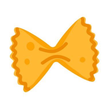 Farfalle makarnası. Papyon şeklinde makarna. Kuru İtalyan yemeği. Çizgi film tarzında vektör illüstrasyonu. İzole edilmiş beyaz arkaplan