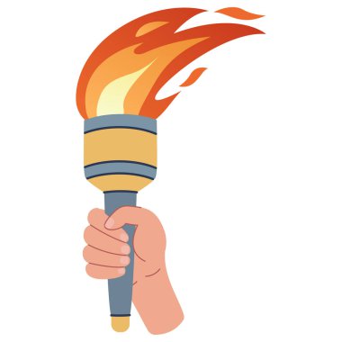 El feneri tutarken. Spor sembolü, düz vektör çizimi. Vektör illüstrasyonu.