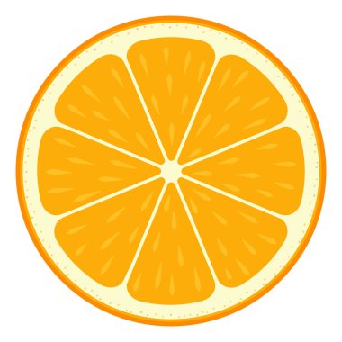 Portakal dilimi. Citrus dilimi. Beyaz arka planda izole edilmiş. Vektör illüstrasyon tasarım ögesi.