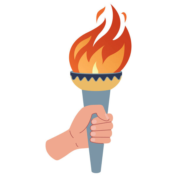 Hand holding a torch. Sport symbol, flat vector illustration design. Vector illustration.