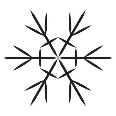 Beyaz arka planda izole edilmiş şirin kar taneleri. Düz kar simgeleri, siluetler. Noel afişi için güzel bir unsur, kartlar. Yeni yıl süsü. Vektör illüstrasyonu