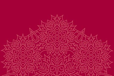 Yaşasın Magenta palet tasarımı. Süslü, mandala ile soyut, minimum geometrik arkaplan. Tasarımınız için vektör illüstrasyonu. 