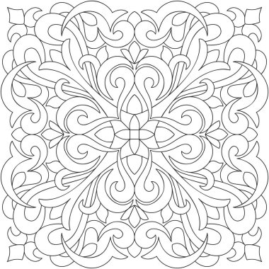 Çizgi desenli. Siyah ve beyaz, doğrusal vektör çizimleri. Boyama sayfası, yetişkinler ve çocuklar için boyama kitabı. Dekoratif soyut geometrik arkaplan. Renk ve satırı düzenlemek kolay.