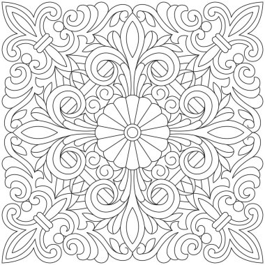 Çizgi desenli. Siyah ve beyaz, doğrusal vektör çizimleri. Boyama sayfası, yetişkinler ve çocuklar için boyama kitabı. Dekoratif soyut geometrik arkaplan. Renk ve satırı düzenlemek kolay.