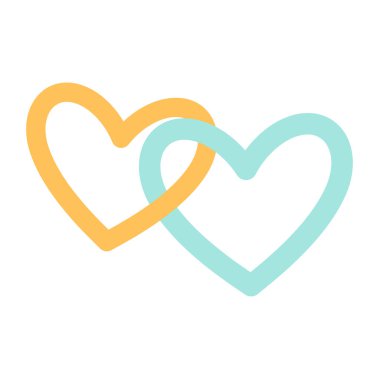 Bağlı kalp ikonu vektör illüstrasyon düz logo tasarımı. Basit El Çizimi. Retro tarzı. Poster, Kart, Davetiye, Tişört baskısı veya Sevgililer Günü tebrik kartı için mükemmel. Vektör illüstrasyonu