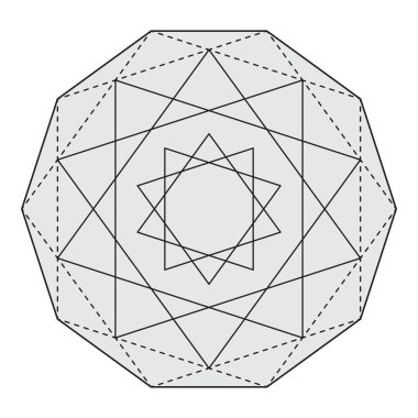 Kutsal geometri vektör tasarım elementi. Simya, din, felsefe, maneviyat, hipster sembolleri ve elementler. Vektör illüstrasyonu