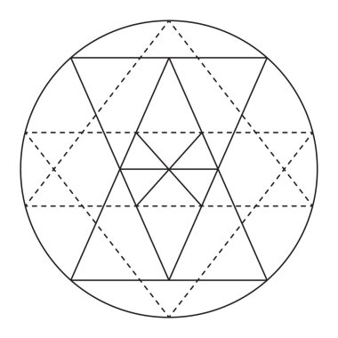 Kutsal geometri vektör tasarım elementi. Simya, din, felsefe, maneviyat, hipster sembolleri ve elementler. Vektör illüstrasyonu