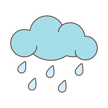 Yağmur Simgesi beyaz arka planda izole edildi. İnternet sitenizin logo uygulaması UI için bulut yağmuru sembolü. Modern fırtına tabelası. Hava durumu internet konsepti. Vektör illüstrasyonu EPS10