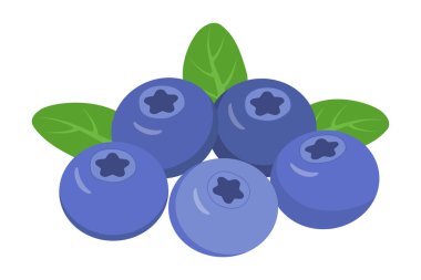 Yabanmersini seti. Taze yaban mersini stili izole edilmiş beyaz vektör. Orman meyvesi. Sağlıklı bir yaşam tarzı. Çevre. Çizgi film tarzı. Vektör illüstrasyonu