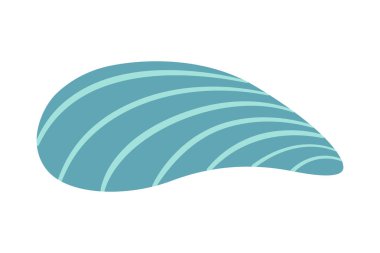 Midye kabuğu. El çizimi karikatür tarzı düz deniz kabuğu beyaz arka planda izole edilmiş. Vektör illüstrasyonu