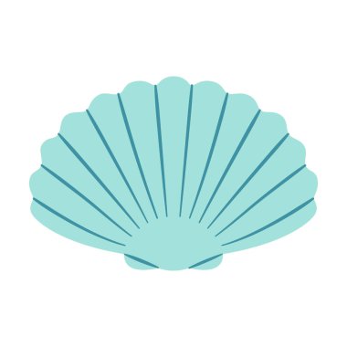 El çizimi Deniz Kabuğu. Çizgi film tarzı düz deniz kabuğu beyaz arka planda izole edilmiş. Vektör illüstrasyonu