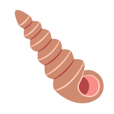 Wentletrap Deniz Kabuğu. El çizimi karikatür tarzı düz deniz kabuğu beyaz arka planda izole edilmiş. Vektör illüstrasyonu