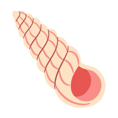 Wentletrap Deniz Kabuğu. El çizimi karikatür tarzı düz deniz kabuğu beyaz arka planda izole edilmiş. Vektör illüstrasyonu