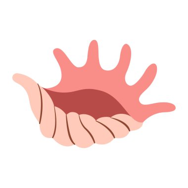 El yapımı deniz kabuğu artrit kabuğu, Murex. Çizgi film tarzı düz deniz kabuğu beyaz arka planda izole edilmiş. Vektör illüstrasyonu