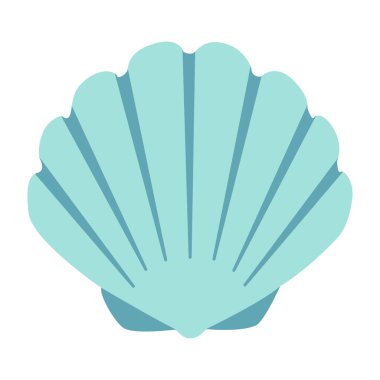 El çizimi Deniz Kabuğu. Çizgi film tarzı düz deniz kabuğu beyaz arka planda izole edilmiş. Vektör illüstrasyonu