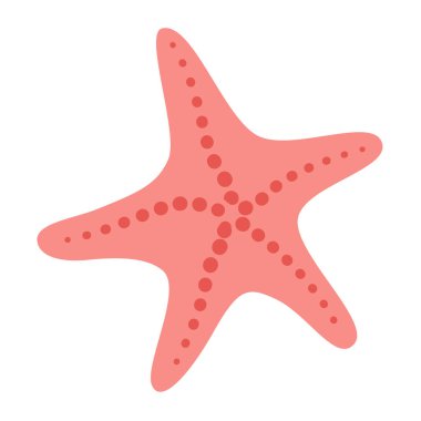 Denizyıldızı El, beyaz arka planda izole edilmiş karikatür tarzı düz deniz kabuğu çizdi. Vektör illüstrasyonu