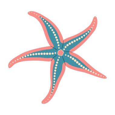 Düz denizyıldızı stili. Kraliyet Denizyıldızı ikonu. Deniz hayvanı çizgi film stili. Echinoderm. Deniz altı ikonu beyaz arka planda izole edildi. Yaz vektörü illüstrasyonu