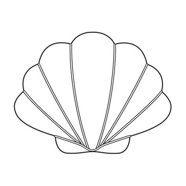 Deniz kabuğu vektör çizimi. Çocuklar ve yetişkinler için deniz kabuğu boyama sayfası. Rahatlama ve meditasyon için çağrı bırakın. Vektör illüstrasyonu