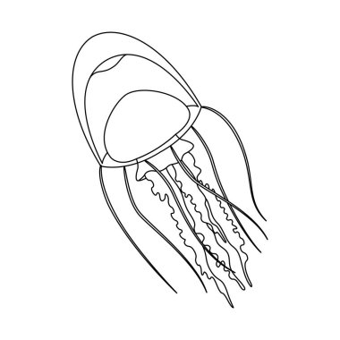 Denizanası çizgisi sanat vektör çizimi. Çocuklar ve yetişkinler için siyah beyaz denizanası boyama sayfası. Rahatlama ve meditasyon için çağrı bırakın. Vektör illüstrasyonu