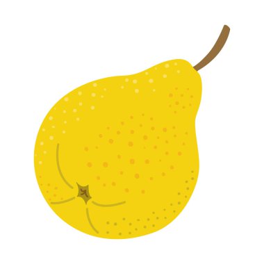 Olgun sulu armut çizgi film stili. Modern düz çizim sulu armut, meyve, sağlıklı beslenme. Beyaz arka planda izole edilmiş. Vektör illüstrasyonu