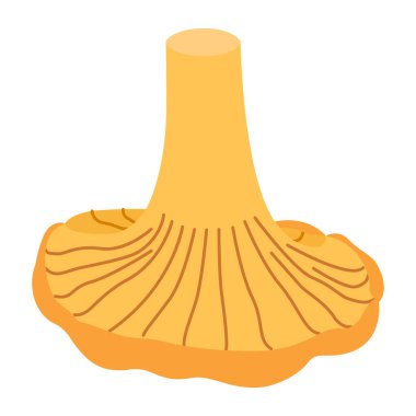 Chanterelle illüstrasyonu. Yenilebilir mantarlar. Sarı mantar. El çizimi moda düz stil. Doodle sonbahar orman hasadı. Vektör illüstrasyonu