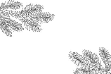 Noel ağacı süsleme sanatı. Firavun ağacı, çam, ladin dalı. El çizimi karalama stili tatil vektör çizimi beyaza izole edilmiş. Yeni yıl için, kış mevsimi başlıkları, kartlar, posterler.