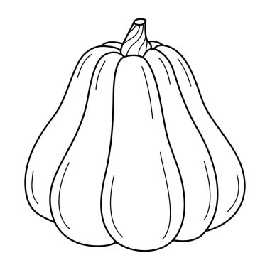 El çizimi balkabağı çizimi. Kabak karalama ikonu. Siyah ve beyaz balkabağı vektör çizimi. Poster, tebrik kartı, çocuklar ve yetişkinler için renk sayfası. 