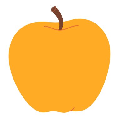 Sarı sulu olgun elma. Elle çizilmiş yeni moda düz stil şeffaf arka planda izole edilmiş. Elma hasatı Sağlıklı vejetaryen atıştırması, tasarım için elma kesimi, bilgi. Vektör illüstrasyonu