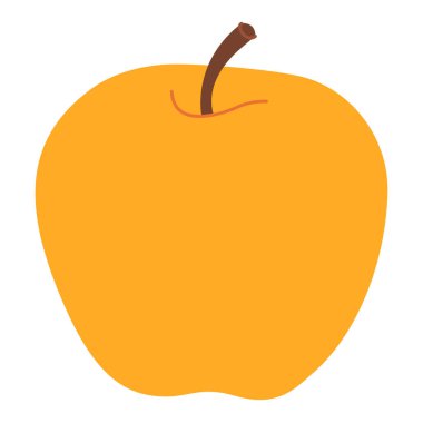 Sarı sulu olgun elma. Elle çizilmiş yeni moda düz stil şeffaf arka planda izole edilmiş. Elma hasatı Sağlıklı vejetaryen atıştırması, tasarım için elma kesimi, bilgi. Vektör illüstrasyonu