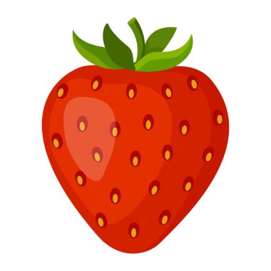 Taze tatlı çilek, parlak kırmızı dut. El çizimi yaz çileği moda düz stili tasarım için izole edilmiş. Vektör illüstrasyonu