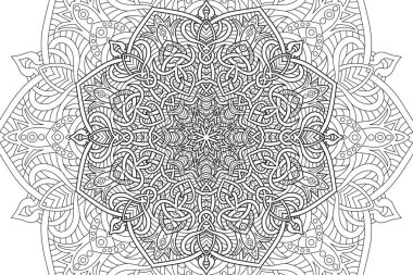 Çocuklar ve yetişkinler için mandala boyama rahatlama ve meditasyon sayfası. Daire şeklinde mandala. Dekoratif Doğu ve Arap süslemeleri etnik stil El Çizimi Sanat Çizgisi Çizim Sayfa Vektörü illüstrasyonu