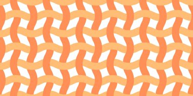 Vektör kusursuz desen. Kumaş süsü gibi dalgalı çizgiler modern stil dokusu. El çizimi modaya uygun düz stil Geometrik doku. Şeftali tüyü ve turuncu renkli dalgalı çizgiler. Vektör illüstrasyonu