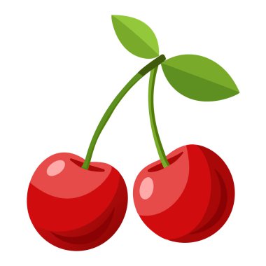 kiraz renkli meyve. Modern soyut düz stil. Doğal tropikal meyve. Vektör illüstrasyonu