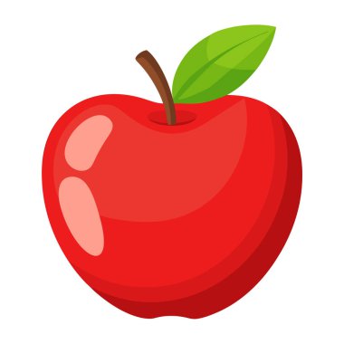 Kırmızı elma renkli meyve. Modern soyut düz stil. Doğal tropikal meyve. Vektör illüstrasyonu