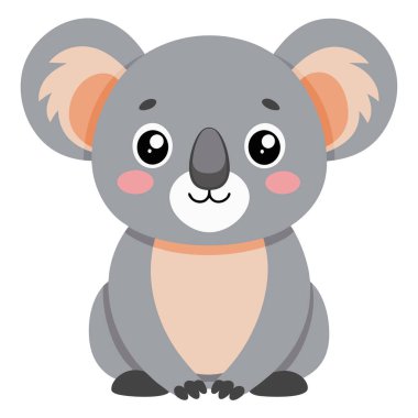 Koala, beyaz arka planda izole edilmiş şirin bir hayvan. Vektör illüstrasyonu