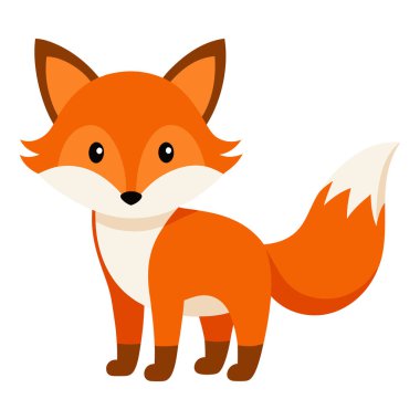 Tilki, beyaz arka planda izole edilmiş şirin bir hayvan. Vektör illüstrasyonu