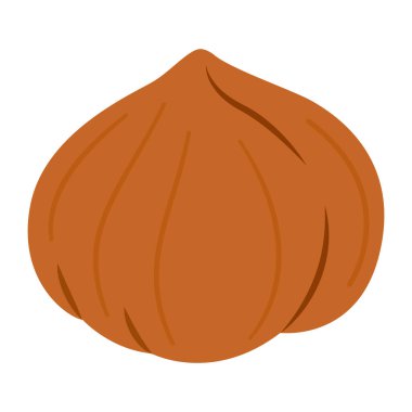 Fındık çekirdeği olgun ve lezzetli, sağlıklı ikram, atıştırmalıklar. El çizimi modaya uygun düz biçim izole edilmiş Vektör illüstrasyonu