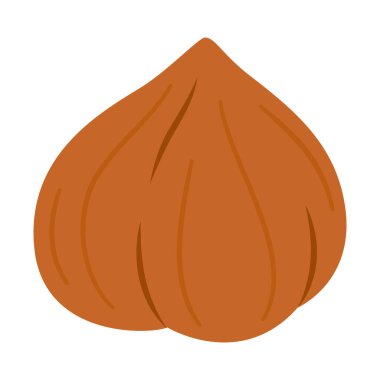 Fındık çekirdeği olgun ve lezzetli, sağlıklı ikram, atıştırmalıklar. El çizimi modaya uygun düz biçim izole edilmiş Vektör illüstrasyonu