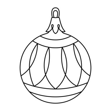 Vector noel topu karalama stili. El çizimi siyah ve beyaz izole dünya Noel ağaçları için dekoratif, yeni yıl ve noel süsleme sayfası. Vektör illüstrasyonu