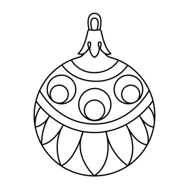 Vector noel topu karalama stili. El çizimi siyah ve beyaz izole dünya Noel ağaçları için dekoratif, yeni yıl ve noel süsleme sayfası. Vektör illüstrasyonu