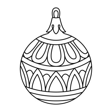 Vector noel topu karalama stili. El çizimi siyah ve beyaz izole dünya Noel ağaçları için dekoratif, yeni yıl ve noel süsleme sayfası. Vektör illüstrasyonu