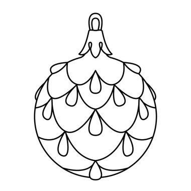 Vector noel topu karalama stili. El çizimi siyah ve beyaz izole dünya Noel ağaçları için dekoratif, yeni yıl ve noel süsleme sayfası. Vektör illüstrasyonu