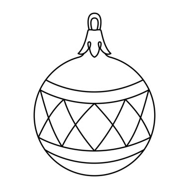 Vector noel topu karalama stili. El çizimi siyah ve beyaz izole dünya Noel ağaçları için dekoratif, yeni yıl ve noel süsleme sayfası. Vektör illüstrasyonu