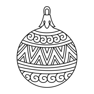 Vector noel topu karalama stili. El çizimi siyah ve beyaz izole dünya Noel ağaçları için dekoratif, yeni yıl ve noel süsleme sayfası. Vektör illüstrasyonu