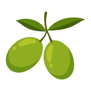 Yemek pişirmek için zeytinli sebze. Parlak bir element. El çizimi moda düz stil tasarım için izole. Vektör illüstrasyonu