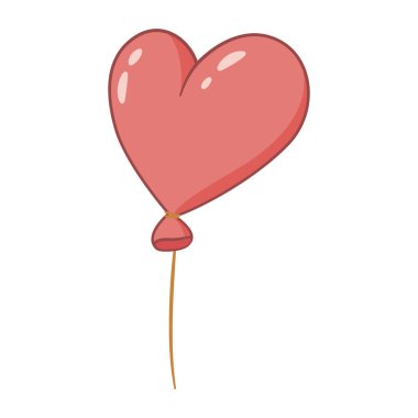 Kalp şeklinde balon karalama stili. El çizimi moda düz çizgi film Sevgililer Günü, düğün, doğum günü hediyesi için izole edilmiş bir ikon. Web grafik tasarımı için sevimli parlak balon. Vektör illüstrasyonu