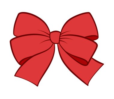 Kırmızı Fiyonk karalama stili. El çizimi modaya uygun düz çizgi film izole edilmiş hediye kurdele ikonu, web grafik tasarımı için zarif fiyonk, poster, Sevgililer Günü tebrik kartı veya hediye kutusu. Vektör illüstrasyonu