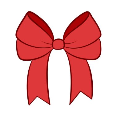 Kırmızı Fiyonk karalama stili. El çizimi modaya uygun düz çizgi film izole edilmiş hediye kurdele ikonu, web grafik tasarımı için zarif fiyonk, poster, Sevgililer Günü tebrik kartı veya hediye kutusu. Vektör illüstrasyonu