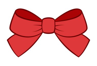 Kırmızı Fiyonk karalama stili. El çizimi modaya uygun düz çizgi film izole edilmiş hediye kurdele ikonu, web grafik tasarımı için zarif fiyonk, poster, Sevgililer Günü tebrik kartı veya hediye kutusu. Vektör illüstrasyonu