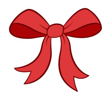 Kırmızı Fiyonk karalama stili. El çizimi modaya uygun düz çizgi film izole edilmiş hediye kurdele ikonu, web grafik tasarımı için zarif fiyonk, poster, Sevgililer Günü tebrik kartı veya hediye kutusu. Vektör illüstrasyonu